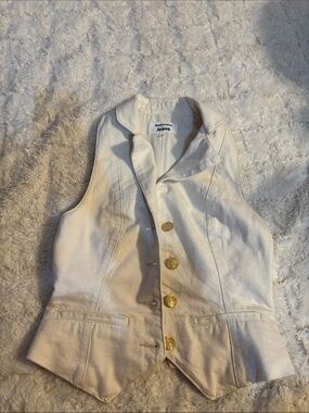 Reformation Cream Sleeveless Button Vest with Gold Buttons